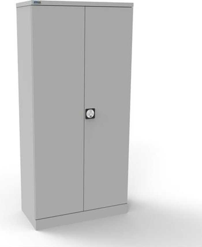 Office Monster | Kontrax Silverline Kontrax 2 Door Cupboard with 4 Shelves - Flat Pack - Light Grey Kontrax Silverline Kontrax 2 Door Cupboard with 4 Shelves - Flat Pack - Light Grey