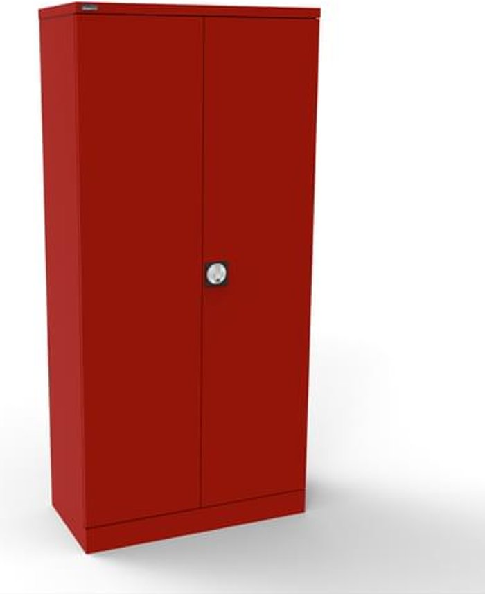 Office Monster | Kontrax Silverline Kontrax 2 Door Cupboard with 4 Shelves - Pre-Assembled - Red Kontrax Silverline Kontrax 2 Door Cupboard with 4 Shelves - Pre-Assembled - Red