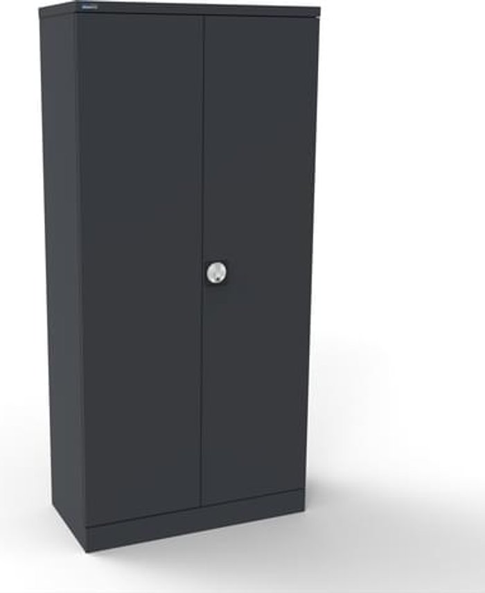 Office Monster | Kontrax Silverline Kontrax 2 Door Cupboard with 4 Shelves - Flat Pack - Graphite Grey Kontrax Silverline Kontrax 2 Door Cupboard with 4 Shelves - Flat Pack - Graphite Grey