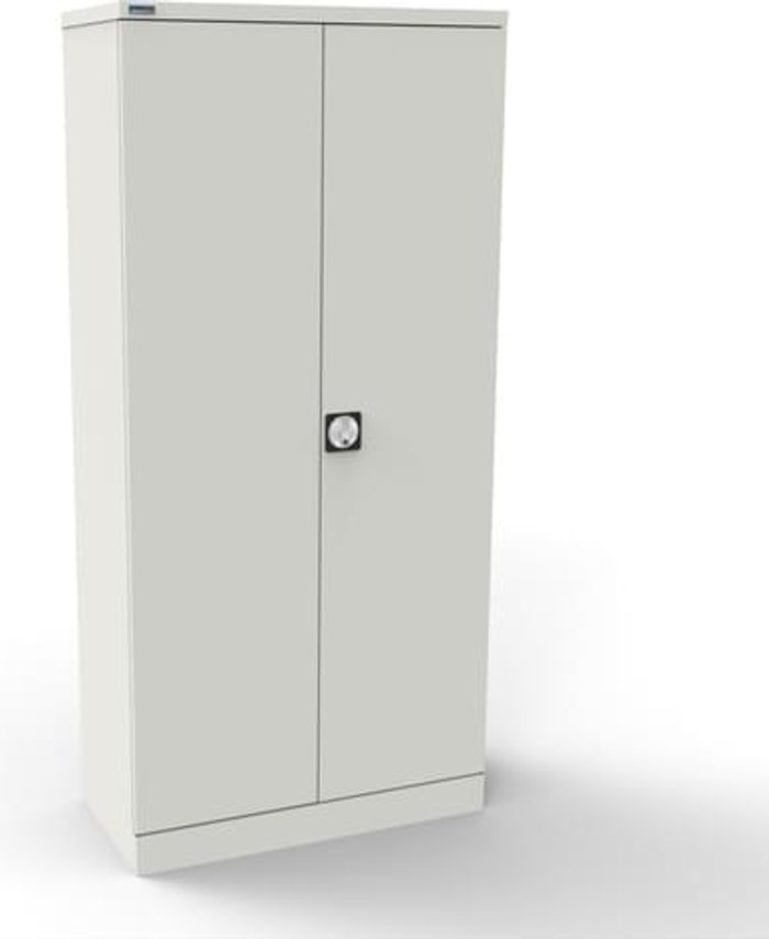 Office Monster | Kontrax Silverline Kontrax 2 Door Cupboard with 4 Shelves - Flat Pack - White Kontrax Silverline Kontrax 2 Door Cupboard with 4 Shelves - Flat Pack - White