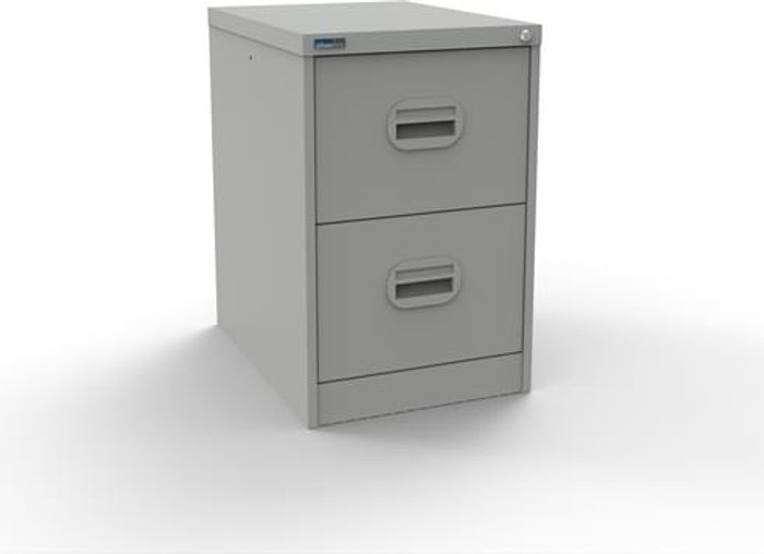 Office Monster | Kontrax Silverline Kontrax 2 Drawer Elliptical Handle Foolscap Filing Cabinet - Light Grey Kontrax Silverline Kontrax 2 Drawer Elliptical Handle Foolscap Filing Cabinet - Light Grey