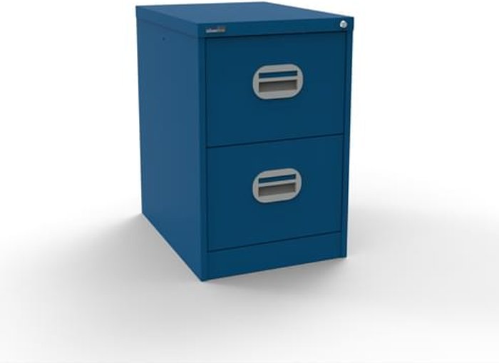 Office Monster | Kontrax Silverline Kontrax 2 Drawer Elliptical Handle Foolscap Filing Cabinet - Blue Kontrax Silverline Kontrax 2 Drawer Elliptical Handle Foolscap Filing Cabinet - Blue