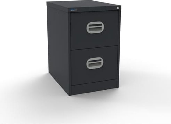 Office Monster | Kontrax Silverline Kontrax 2 Drawer Elliptical Handle Foolscap Filing Cabinet - Graphite Grey Kontrax Silverline Kontrax 2 Drawer Elliptical Handle Foolscap Filing Cabinet - Graphite Grey