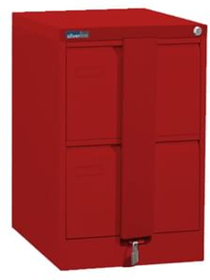 Office Monster | Executive Silverline Executive 2 Drawer Foolscap Filing Cabinet with Security Bar - Red Executive Silverline Executive 2 Drawer Foolscap Filing Cabinet with Security Bar - Red