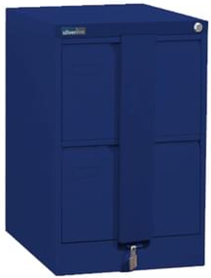 Office Monster | Executive Silverline Executive 2 Drawer Foolscap Filing Cabinet with Security Bar - Blue Executive Silverline Executive 2 Drawer Foolscap Filing Cabinet with Security Bar - Blue