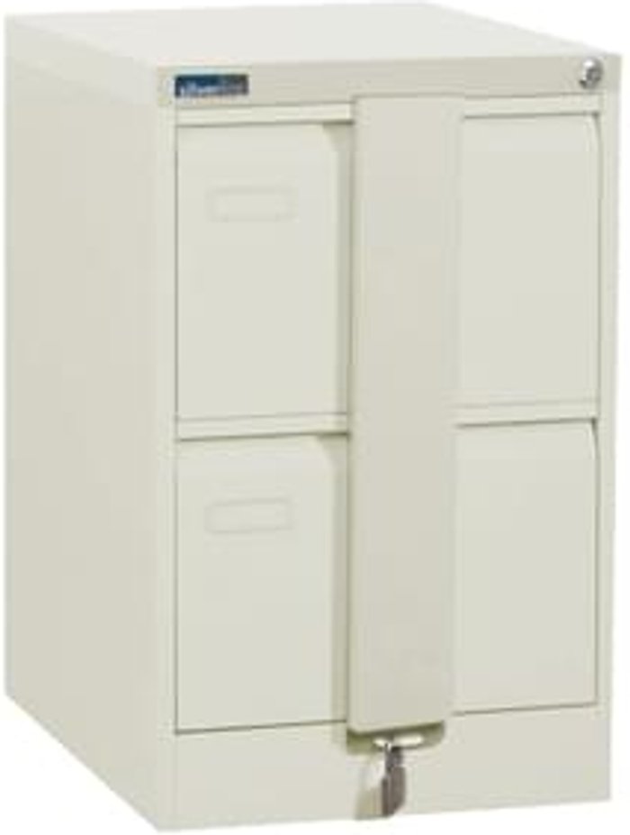 Office Monster | Executive Silverline Executive 2 Drawer Foolscap Filing Cabinet with Security Bar - White Executive Silverline Executive 2 Drawer Foolscap Filing Cabinet with Security Bar - White