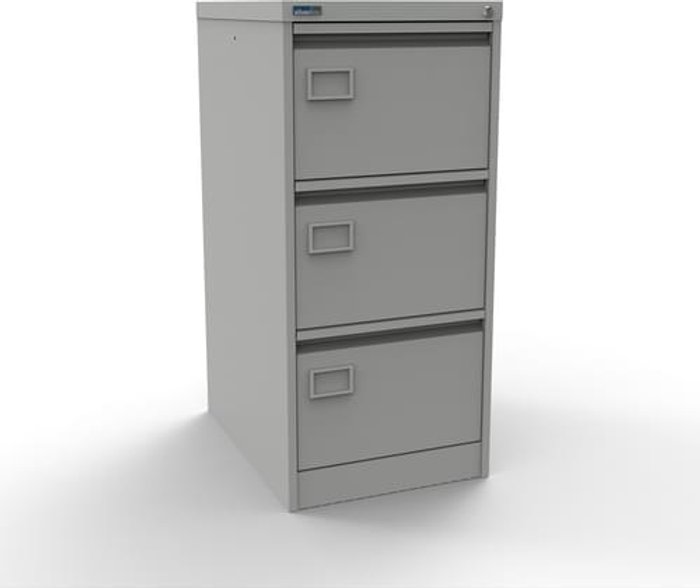 Office Monster | Executive Silverline Executive 3 Drawer Individually Locking Foolscap Filing Cabinet - Light Grey Executive Silverline Executive 3 Drawer Individually Locking Foolscap Filing Cabinet - Light Grey