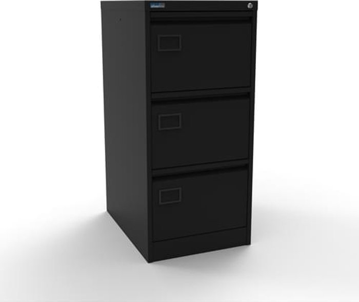Office Monster | Executive Silverline Executive 3 Drawer Individually Locking Foolscap Filing Cabinet - Black Executive Silverline Executive 3 Drawer Individually Locking Foolscap Filing Cabinet - Black