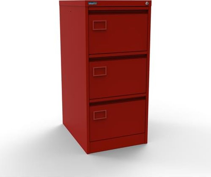 Office Monster | Executive Silverline Executive 3 Drawer Individually Locking Foolscap Filing Cabinet - Red Executive Silverline Executive 3 Drawer Individually Locking Foolscap Filing Cabinet - Red