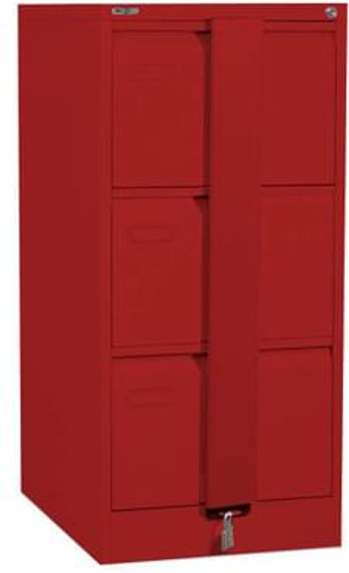Office Monster | Executive Silverline Executive 3 Drawer Foolscap Filing Cabinet with Security Bar - Red Executive Silverline Executive 3 Drawer Foolscap Filing Cabinet with Security Bar - Red
