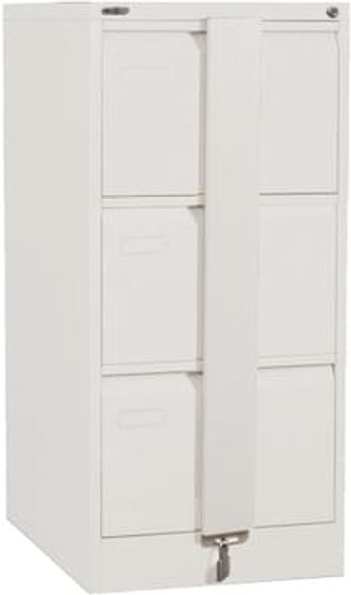 Office Monster | Executive Silverline Executive 3 Drawer Foolscap Filing Cabinet with Security Bar - White Executive Silverline Executive 3 Drawer Foolscap Filing Cabinet with Security Bar - White