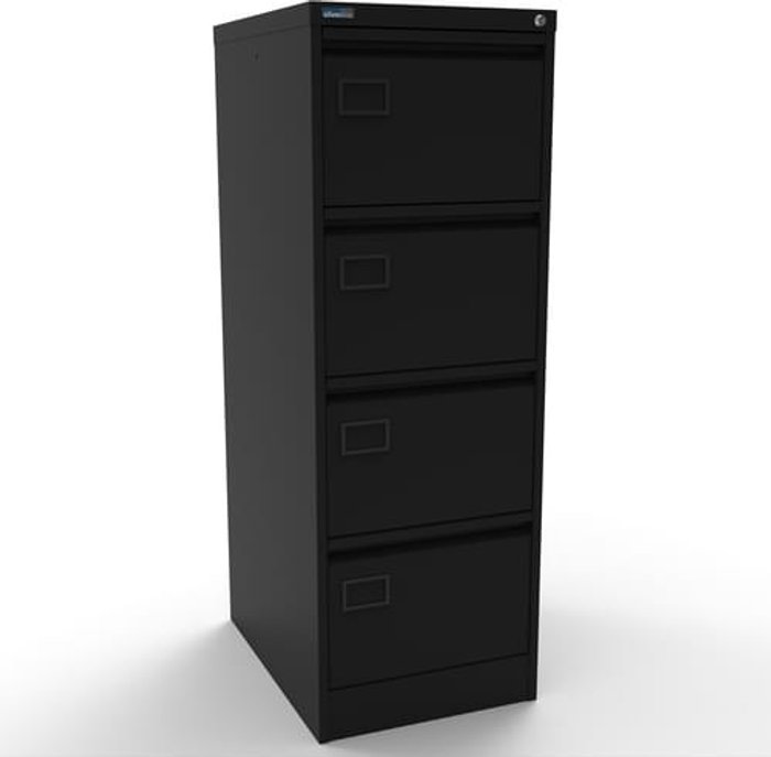 Office Monster | Executive Silverline Executive 4 Drawer Individually Locking Foolscap Filing Cabinet - Black Executive Silverline Executive 4 Drawer Individually Locking Foolscap Filing Cabinet - Black