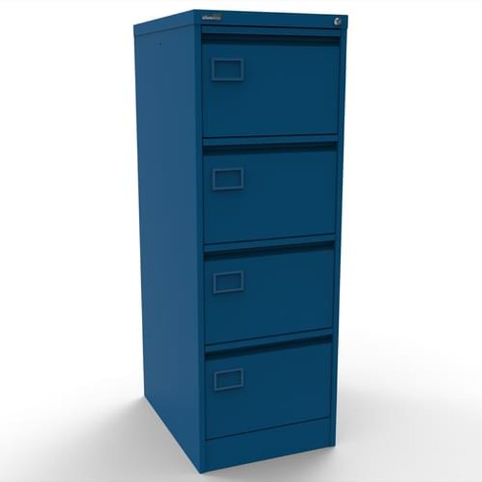 Office Monster | Executive Silverline Executive 4 Drawer Individually Locking Foolscap Filing Cabinet - Blue Executive Silverline Executive 4 Drawer Individually Locking Foolscap Filing Cabinet - Blue
