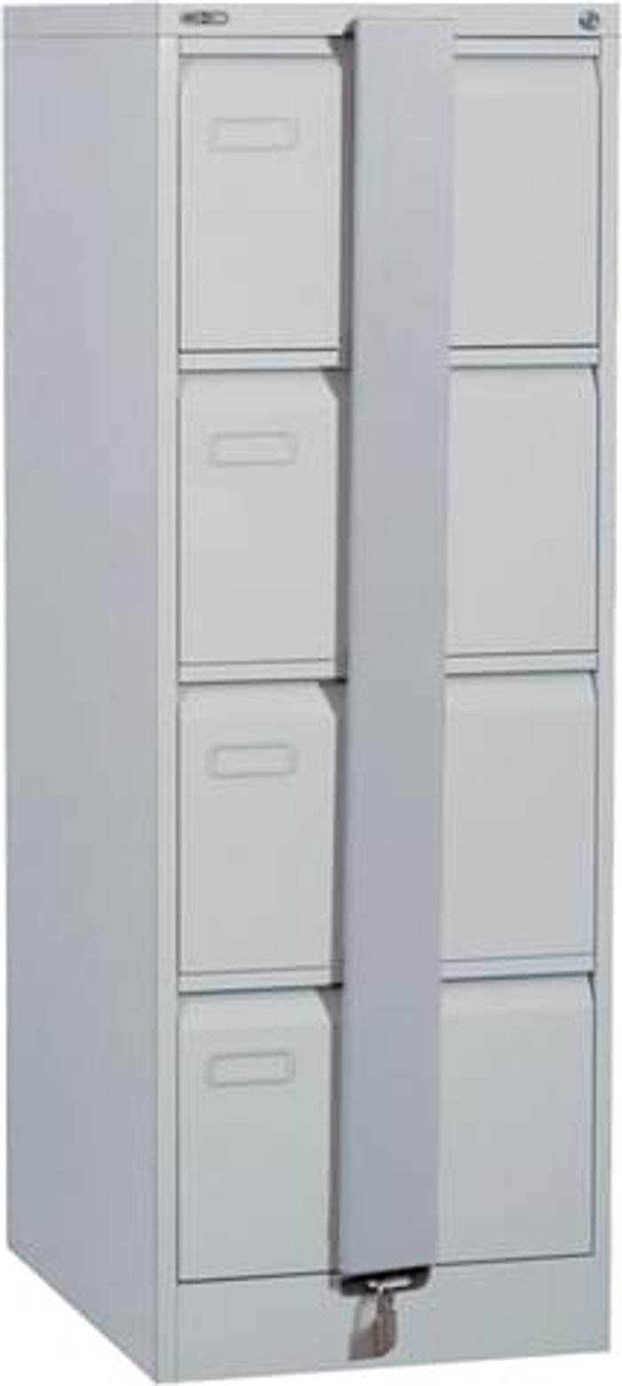 Office Monster | Executive Silverline Executive 4 Drawer Foolscap Filing Cabinet with Security Bar - Light Grey Executive Silverline Executive 4 Drawer Foolscap Filing Cabinet with Security Bar - Light Grey