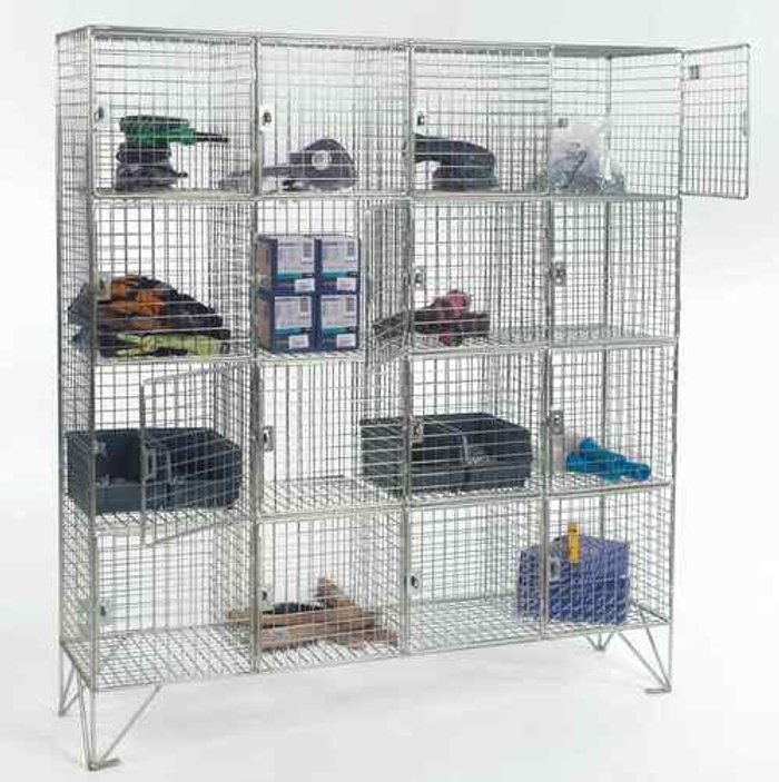 Office Monster | Own Brand Multi-Door Square Compartment Mesh Locker with Doors 457 Deep 16 Compartments Own Brand Multi-Door Square Compartment Mesh Locker with Doors 457 Deep 16 Compartments