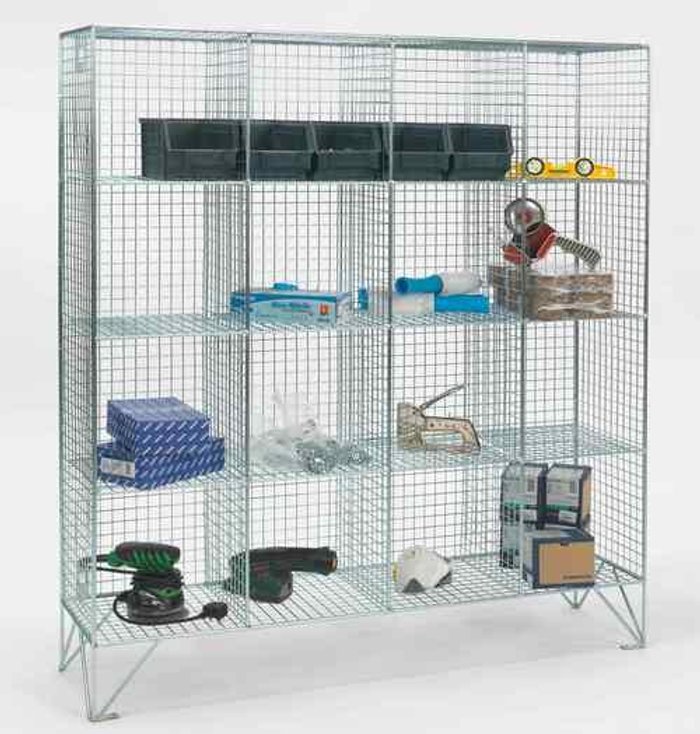 Office Monster | Own Brand Multi-Door Square Compartment Mesh Locker No Doors 457 Deep 16 Compartments Own Brand Multi-Door Square Compartment Mesh Locker No Doors 457 Deep 16 Compartments