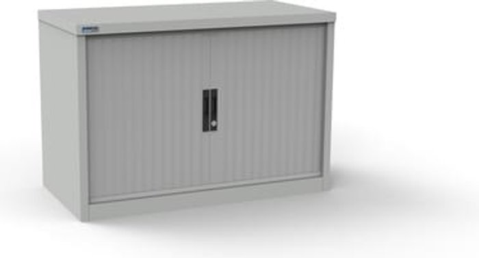 Office Monster | Kontrax Silverline Kontrax 1200 Wide Side Tambour Cupboard - 690mm x 1203mm x 507mm - Light Grey Kontrax Silverline Kontrax 1200 Wide Side Tambour Cupboard - 690mm x 1203mm x 507mm - Light Grey