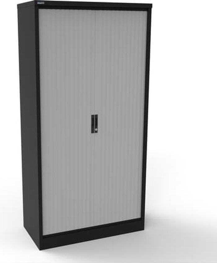 Office Monster | Kontrax Silverline Kontrax 1000 Wide Side Tambour Cupboard - 2000mm x 1003mm x 507mm - Black Kontrax Silverline Kontrax 1000 Wide Side Tambour Cupboard - 2000mm x 1003mm x 507mm - Black