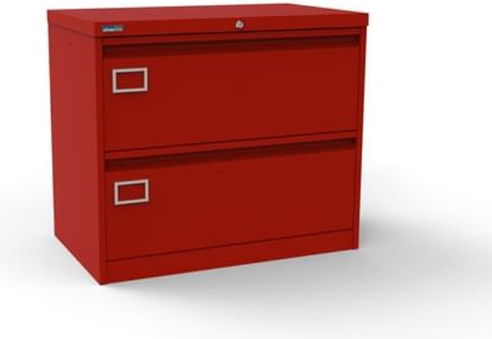 Office Monster | Kontrax Silverline Kontrax 2 Drawer Foolscap Side Filing Cabinet - Red Kontrax Silverline Kontrax 2 Drawer Foolscap Side Filing Cabinet - Red