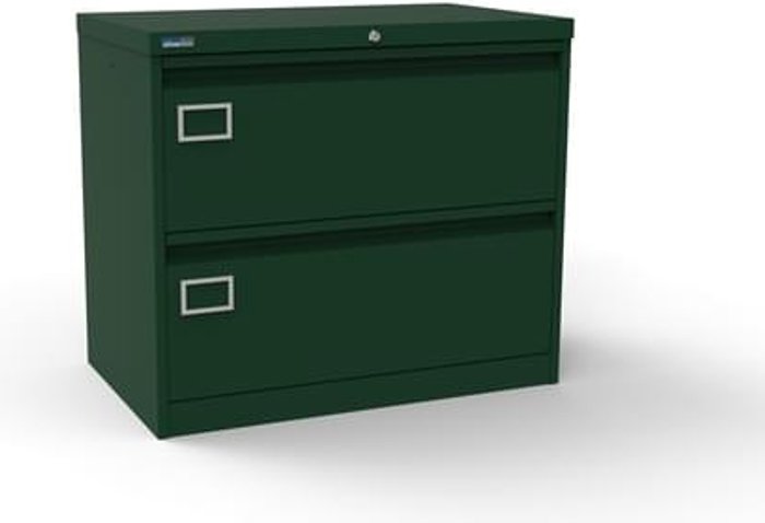 Office Monster | Kontrax Silverline Kontrax 2 Drawer Foolscap Side Filing Cabinet - British Racing Green Kontrax Silverline Kontrax 2 Drawer Foolscap Side Filing Cabinet - British Racing Green