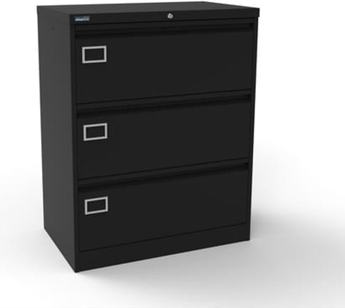 Office Monster | Kontrax Silverline Kontrax 3 Drawer Foolscap Side Filing Cabinet - Black Kontrax Silverline Kontrax 3 Drawer Foolscap Side Filing Cabinet - Black