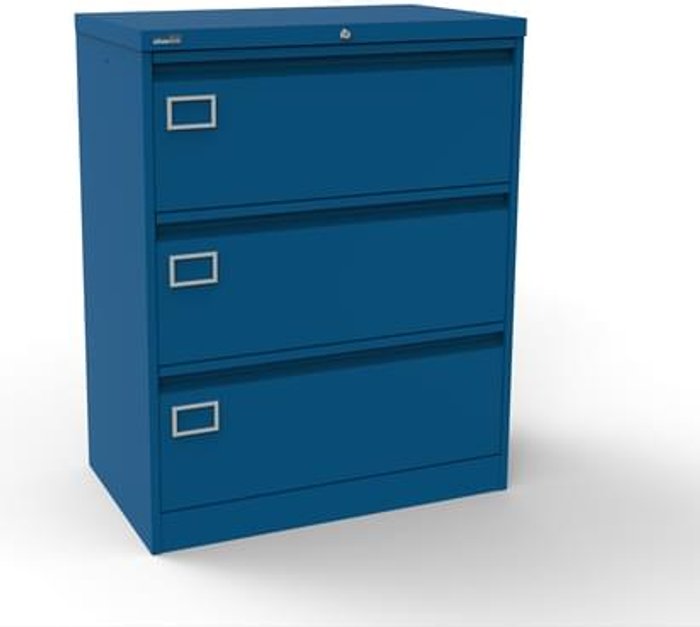 Office Monster | Kontrax Silverline Kontrax 3 Drawer Foolscap Side Filing Cabinet - Blue Kontrax Silverline Kontrax 3 Drawer Foolscap Side Filing Cabinet - Blue