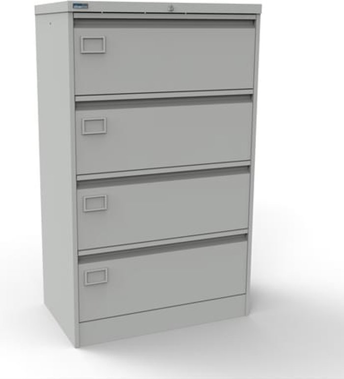 Office Monster | Kontrax Silverline Kontrax 4 Drawer Foolscap Side Filing Cabinet - Light Grey Kontrax Silverline Kontrax 4 Drawer Foolscap Side Filing Cabinet - Light Grey
