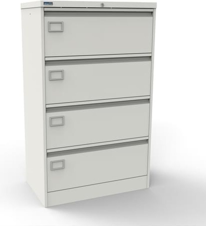 Office Monster | Kontrax Silverline Kontrax 4 Drawer Foolscap Side Filing Cabinet - White Kontrax Silverline Kontrax 4 Drawer Foolscap Side Filing Cabinet - White