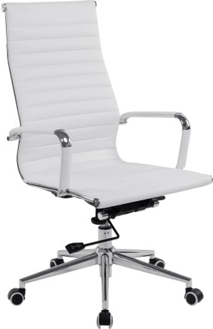 Office Monster | Darwin Kilkee Contemporary High Back Bonded Leather Executive Armchair with Chrome Base - White Darwin Kilkee Contemporary High Back Bonded Leather Executive Armchair with Chrome Base - White