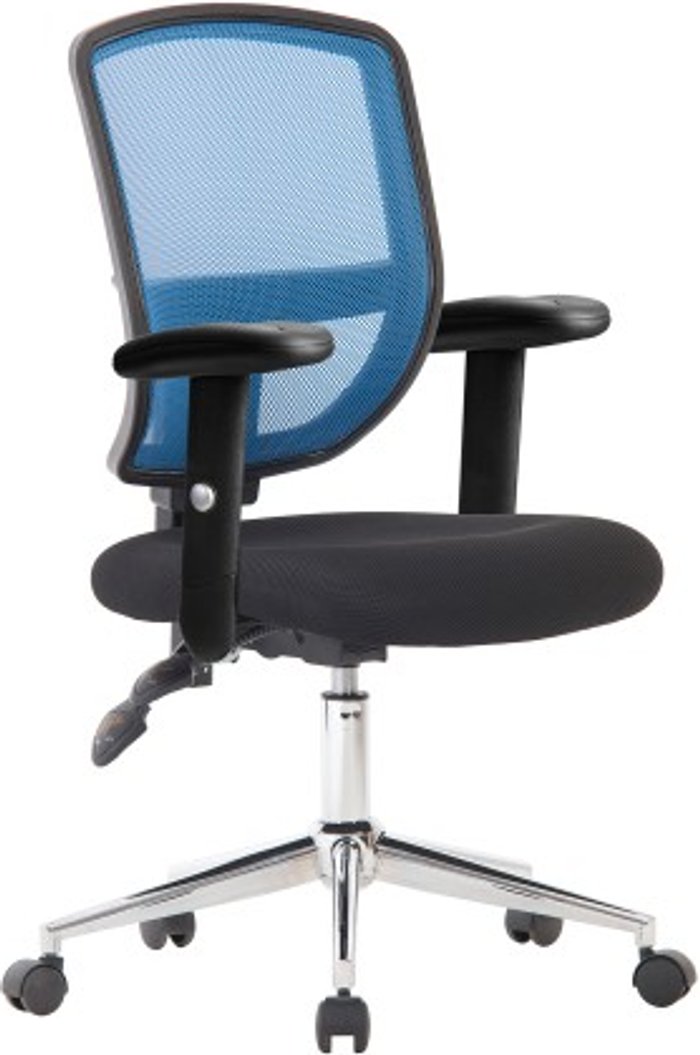 Office Monster | Darwin Anstey Medium Back Designer Mesh Operator Chair with Sculptured Lumbar, Spine Support and Height Adjustable Arms - Blue Darwin Anstey Medium Back Designer Mesh Operator Chair with Sculptured Lumbar, Spine Support and Height Adjustable Arms - Blue