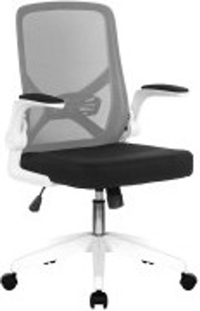 Office Monster | Darwin Chica Folding Mesh Chair with Upholstered Folding Arms, White Shell and White Nylon Base - Black Darwin Chica Folding Mesh Chair with Upholstered Folding Arms, White Shell and White Nylon Base - Black