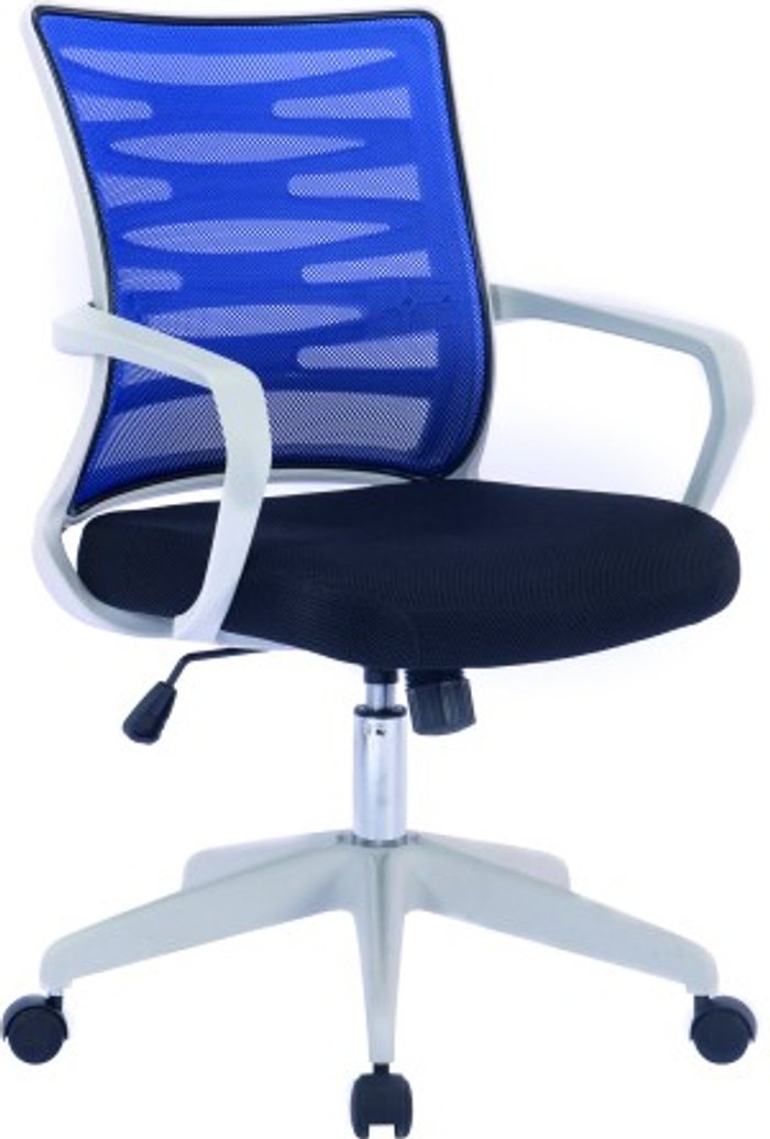 Office Monster | Darwin Hobie Designer Mesh Operators Chair with White Frame and Detailed Back Panelling Blue Fixed Arms Darwin Hobie Designer Mesh Operators Chair with White Frame and Detailed Back Panelling Blue Fixed Arms