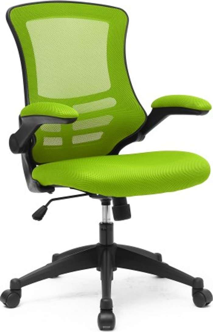 Office Monster | Darwin Vidal Designer Medium Back Mesh Operators Chair with Folding Arms Green Darwin Vidal Designer Medium Back Mesh Operators Chair with Folding Arms Green
