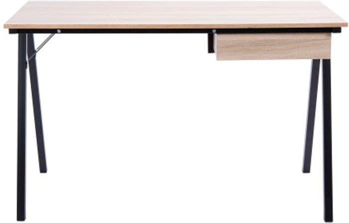 Office Monster | Darwin Ural Compact Workstation with Suspended Underdesk Drawer - Black Frame - Oak Finish Darwin Ural Compact Workstation with Suspended Underdesk Drawer - Black Frame - Oak Finish