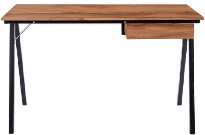 Office Monster | Darwin Ural Compact Workstation with Suspended Underdesk Drawer - Black Frame - Walnut Finish Darwin Ural Compact Workstation with Suspended Underdesk Drawer - Black Frame - Walnut Finish