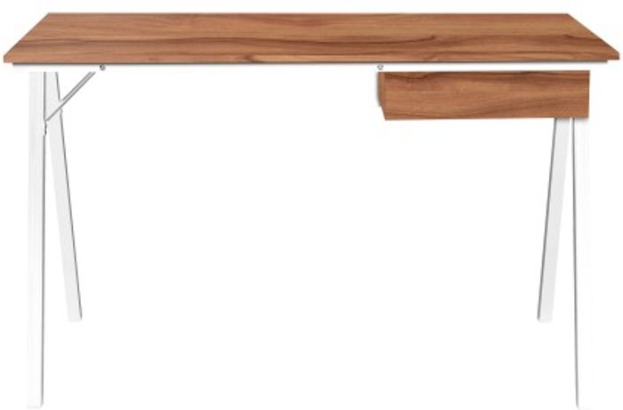 Office Monster | Darwin Ural Compact Workstation with Suspended Underdesk Drawer - White Frame - Walnut Finish Darwin Ural Compact Workstation with Suspended Underdesk Drawer - White Frame - Walnut Finish