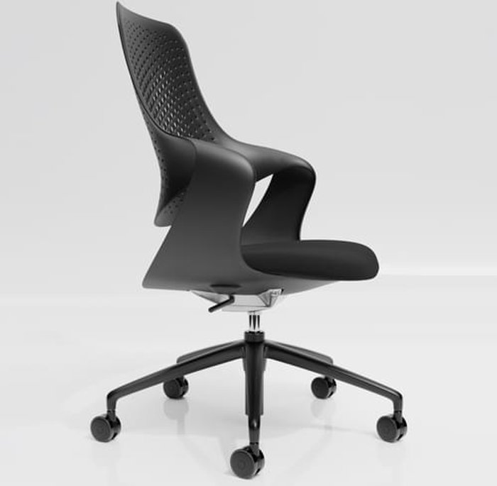 Office Monster | Coza Coza Task Chair with Black Polymer Shell and Black Upholstered Seat - Black Base Coza Coza Task Chair with Black Polymer Shell and Black Upholstered Seat - Black Base