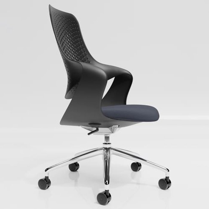 Office Monster | Coza Coza Task Chair with Black Polymer Shell and Grey Upholstered Seat - Chrome Base Coza Coza Task Chair with Black Polymer Shell and Grey Upholstered Seat - Chrome Base