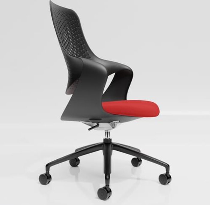 Office Monster | Coza Coza Task Chair with Black Polymer Shell and Red Upholstered Seat - Black Base Coza Coza Task Chair with Black Polymer Shell and Red Upholstered Seat - Black Base