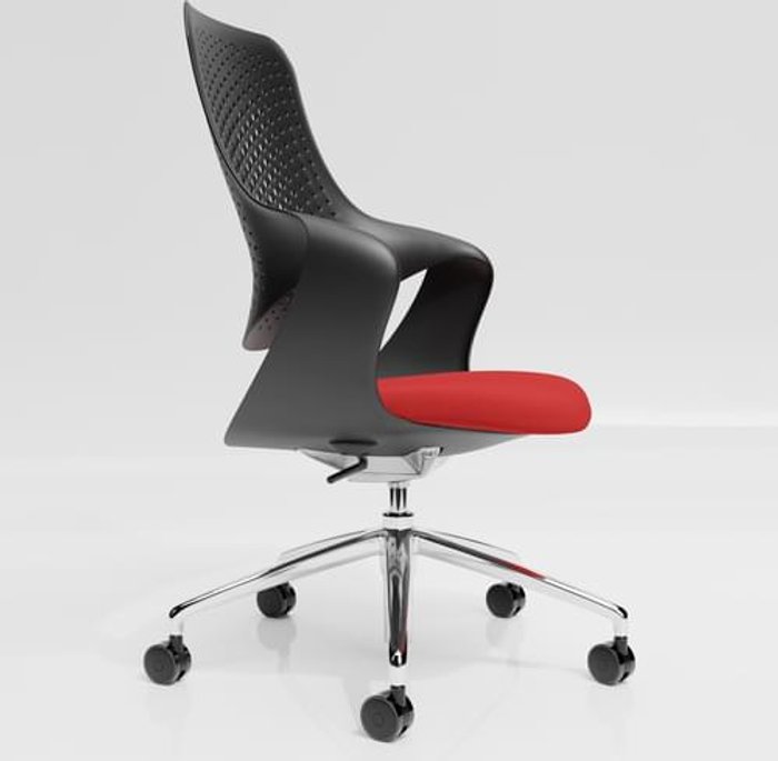 Office Monster | Coza Coza Task Chair with Black Polymer Shell and Red Upholstered Seat - Chrome Base Coza Coza Task Chair with Black Polymer Shell and Red Upholstered Seat - Chrome Base