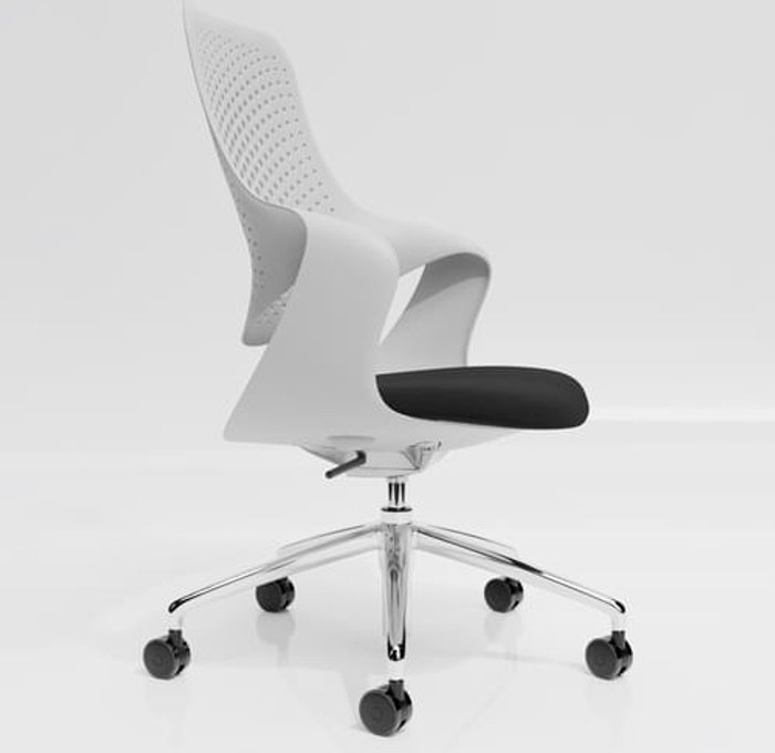 Office Monster | Coza Coza Task Chair with White Polymer Shell and Black Upholstered Seat - Chrome Base Coza Coza Task Chair with White Polymer Shell and Black Upholstered Seat - Chrome Base