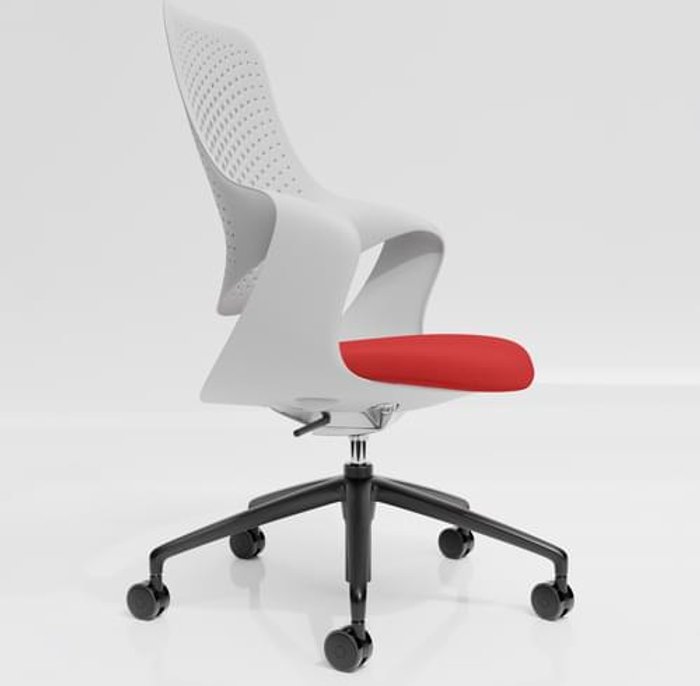 Office Monster | Coza Coza Task Chair with White Polymer Shell and Red Upholstered Seat - Black Base Coza Coza Task Chair with White Polymer Shell and Red Upholstered Seat - Black Base