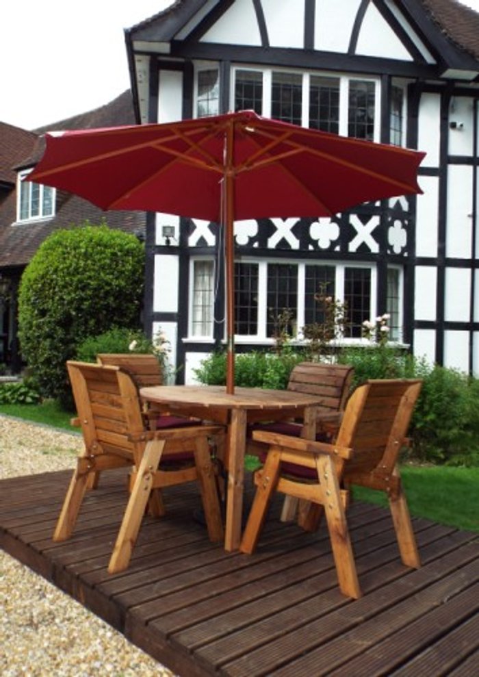 Office Monster | Own Brand HB09B - Four Seater Round Outdoor Dining Table Set Burgundy Accessories Own Brand HB09B - Four Seater Round Outdoor Dining Table Set Burgundy Accessories