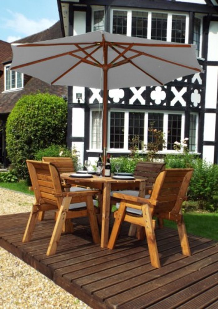 Office Monster | Own Brand HB09GR - Four Seater Round Outdoor Dining Table Set Grey Accessories Own Brand HB09GR - Four Seater Round Outdoor Dining Table Set Grey Accessories