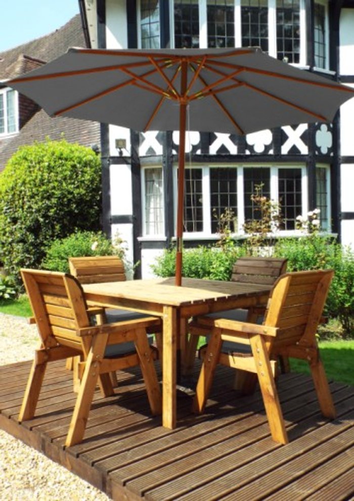 Office Monster | Own Brand HB12GR - Four Seater Rectangular Outdoor Dining Table Set Grey Accessories Own Brand HB12GR - Four Seater Rectangular Outdoor Dining Table Set Grey Accessories