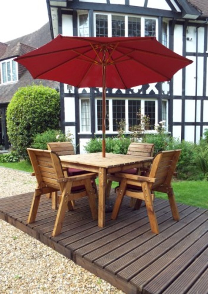 Office Monster | Own Brand HB57B - Four Seater Square Outdoor Dining Table Set Burgundy Accessories Own Brand HB57B - Four Seater Square Outdoor Dining Table Set Burgundy Accessories