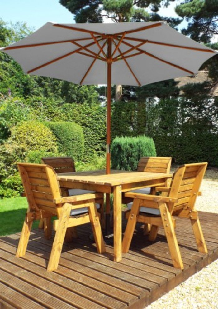 Office Monster | Own Brand HB57GR - Four Seater Square Outdoor Dining Table Set Grey Accessories Own Brand HB57GR - Four Seater Square Outdoor Dining Table Set Grey Accessories