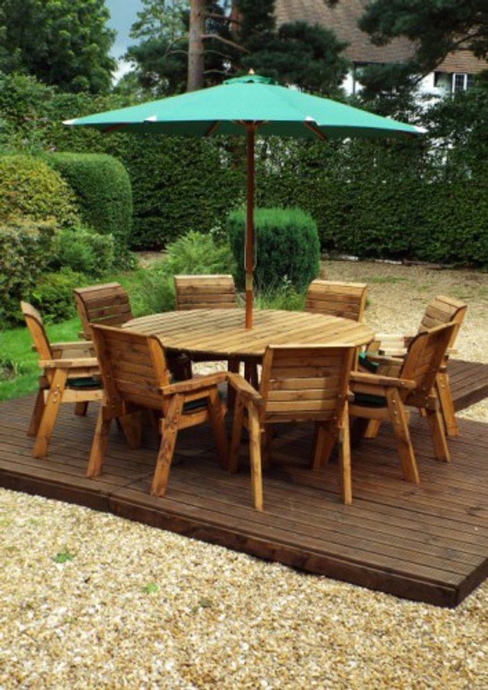 Office Monster | Own Brand HB11G - Eight Seater Circular Outdoor Dining Table Set Green Accessories Own Brand HB11G - Eight Seater Circular Outdoor Dining Table Set Green Accessories