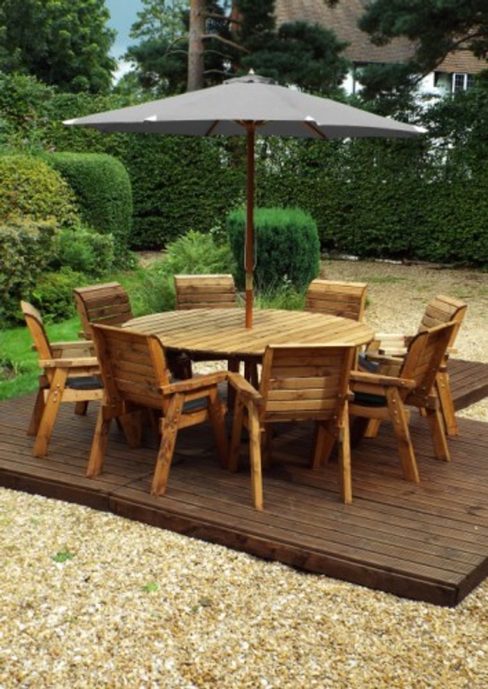 Office Monster | Own Brand HB11GR - Eight Seater Circular Outdoor Dining Table Set Grey Accessories Own Brand HB11GR - Eight Seater Circular Outdoor Dining Table Set Grey Accessories