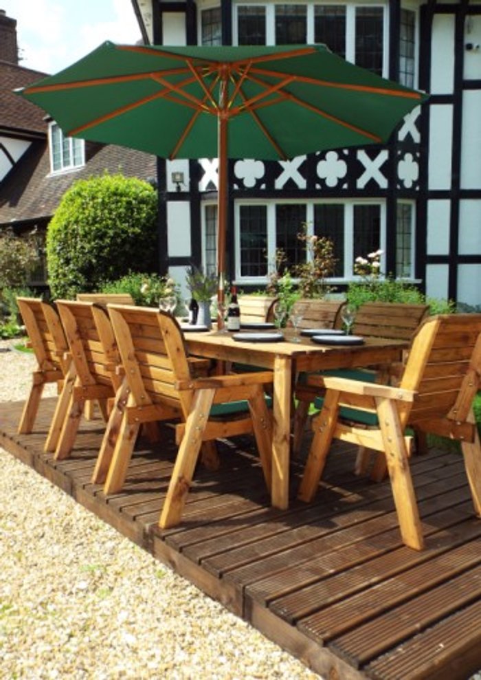 Office Monster | Own Brand HB17G - Eight Seater Rectangular Outdoor Dining Table Set Green Accessories Own Brand HB17G - Eight Seater Rectangular Outdoor Dining Table Set Green Accessories